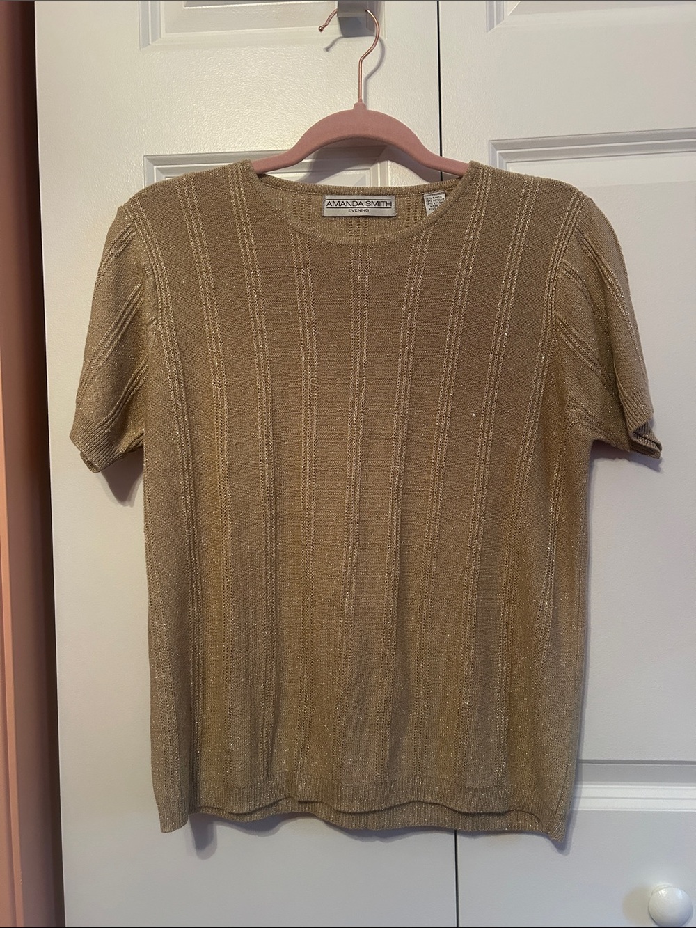 Amanda Smith Tan Short-Sleeve Knit Top